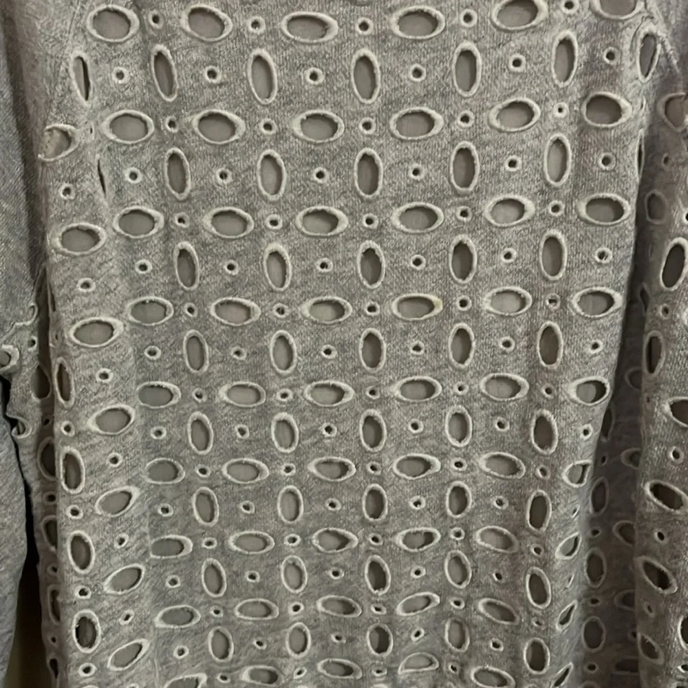 J. Crew Cotton Silk Eyelet Soft Sweater Size L Preppy Casual Lightweight Neutral